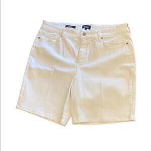 NYDJ Womens Size 16 White Denim Shorts with Lift and Tuck Technology
